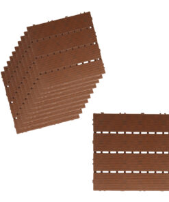10 Pezzi Piastrelle Plastica Giardino 30x30x2cm Pavimento Esterno PVC Marrone