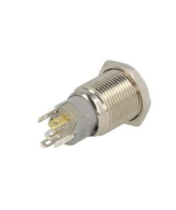 Interruttore Pulsante Bilanciere Metallo Rotondo 5 Pin Con Spia Led Verde 12V Auto Camper Foro 16mm Stagno IP67