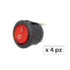 4 PZ Interruttore Rotondo Pulsante Bilanciere On Off Push Button 3 Pin con Led Spia Rosso 12V Auto Barca Foro 20mm