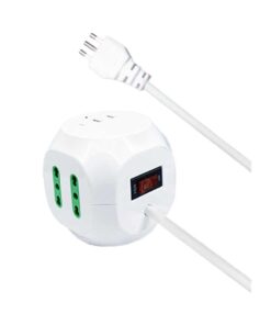 Multipresa Cubo 8 Posti 4 Prese 10/16A + 1 Presa Bipasso Schuko + 2 USB + USB C 3.0 con Interruttore Spina 10A Cavo 1.5m Bianco