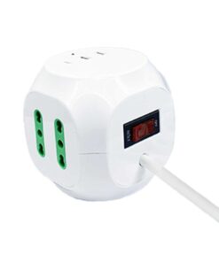 Multipresa Cubo 8 Posti 4 Prese 10/16A + 1 Presa Bipasso Schuko + 2 USB + USB C 3.0 con Interruttore Spina 10A Cavo 1.5m Bianco