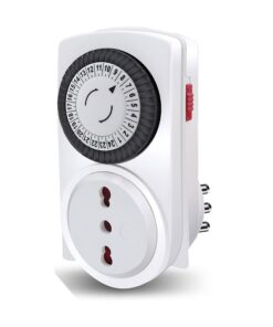 Temporizzatore Meccanico Timer Regolabile 24 Ore Con Spina 16A Presa Bipasso 10/16A Max 3680W