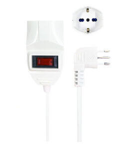 Prolunga Elettrica Lineare Con Interruttore 3M 3X0,75mm Spina Italiana 10A Presa Bipasso Schuko 10/16A Max 2300W