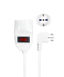Prolunga Elettrica Lineare Con Interruttore 10M 3X1mm Spina Italiana 10A Presa Bipasso Schuko 10/16A Max 2300W