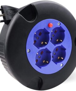 Avvolgicavo Elettrico Prolunga Elettrica 5 Metri 4 Prese Polivalenti Schuko + 10A/16A Spina 16A
