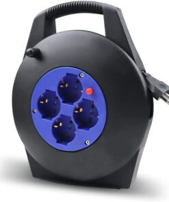 Avvolgicavo Elettrico Prolunga Elettrica 8 Metri 4 Prese Polivalenti Schuko + 10A/16A Spina 16A