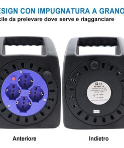 Alternative view of Avvolgicavo Elettrico Prolunga Elettrica 15 Metri 4 Prese Polivalenti Schuko + 10A/16A Spina 16A