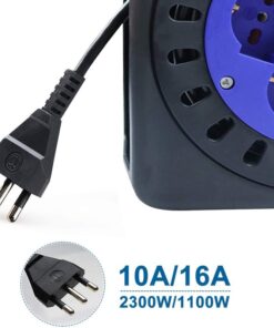 Avvolgicavo Elettrico Prolunga Elettrica 15 Metri 4 Prese Polivalenti Schuko + 10A/16A Spina 16A