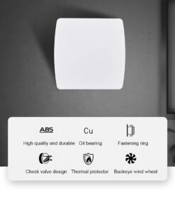 Ventola Aspirazione Bagno,Aspiratore Da Muro o Soffitto Con Coperchio 212X208mm Foro 150mm Profondità 70mm 25W 230V 50Hz 155m³/h 35dB