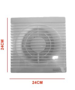 Ventola Aspirazione 17W 258m3/h 50dB, Aspiratore da Muro per Bagno Cucina 230V 50Hz, Estrattore d'Aria 24x24x9,5cm, Diametro Scarico 15cm