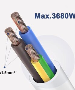 Multipresa Ciabatta Elettrica con Interruttore Save Energy, Cavo 1,5 m, IP20, Protezione, 16 A, 3680 W, Bianco 4 Prese