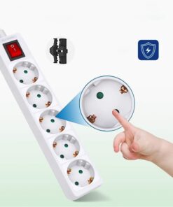 Multipresa Ciabatta Elettrica con Interruttore Save Energy, Cavo 1,5 m, IP20, Protezione, 16 A, 3680 W, Bianco 5 Prese