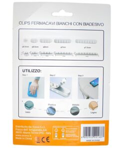 Fermacavi Bianchi, Set da 10 Organizzatori di Cavi per Casa e Ufficio, Adesivi a Lunga Durata per la Gestione di Cavi di Mouse, TV, PC e Laptop, Fermacavo con biadesivo con Vari Misure