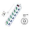 Multipresa Ciabatta Elettrica Con 6 Posti Prese Schuko 10/16A + 7 Interruttori Spina 10A Piccola Tipo L Cavo Da 1,5 Metri