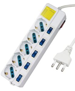 Multipresa Ciabatta Elettrica Con 5 Posti Prese Schuko 10/16A + 6 Interruttori On Off Indipendente Cavo Da 1,5 Metri