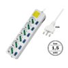 Multipresa Ciabatta Elettrica Con 6 Posti Prese Schuko 10/16A + 7 Interruttori On Off Indipendente Cavo Da 1,5 Metri