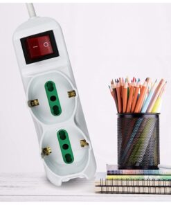 Multipresa Ciabatta Elettrica Cavo 5M Con 6 Posti 2 Prese Schuko 10/16A + 4 Prese Bipasso 2P+T 10/16A Interruttore