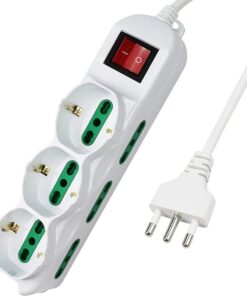 Multipresa Ciabatta Elettrica Cavo 1,5M Con 9 Posti 3 Prese Schuko 10/16A + 6 Prese Bipasso 2P+T 10/16A Interruttore