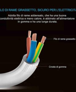 Multipresa Ciabatta Elettrica Cavo 3M Con 9 Posti 3 Prese Schuko 10/16A + 6 Prese Bipasso 2P+T 10/16A Interruttore