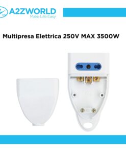Multipresa Ciabatta Elettrica Con 6 Posti Prese Bipasso 10/16A, Multipresa Senza Cavo Max 3500W, Colore Bianco