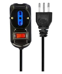 Multipresa Ciabatta Elettrica a 3 Posti 2 Prese 10A/16A + 1 Presa 10A/16A Bipasso Schuko con Interruttore e Spina 10A Cavo 1.5m Nero