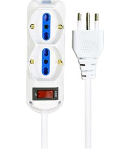 Multipresa Ciabatta Elettrica a 6 Posti 4 Prese 10A/16A + 2 Presa 10A/16A Bipasso Schuko con Interruttore e Spina 10A Cavo 1.5m Bianco