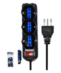 Multipresa Ciabatta Elettrica a 9 Posti 6 Prese 10A/16A + 3 Presa 10A/16A Bipasso Schuko con Interruttore e Spina 10A Cavo 1.5m Nero.