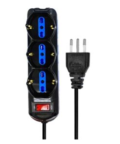 Multipresa Ciabatta Elettrica a 9 Posti 6 Prese 10A/16A + 3 Presa 10A/16A Bipasso Schuko con Interruttore e Spina 10A Cavo 3m Nero