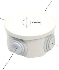 Scatola Di Derivazione Da Parete Stagna IP44 Con 4 Uscite Passacavi Tonda D80X40mm Coperchio A Pressione