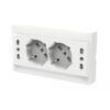 Multipresa Da Incasso Scatola 503 Bianco Lucido, 2 Prese Schuko Universale P40 + 2 Prese Bipasso Italiano 10/16A, 140X80X23mm