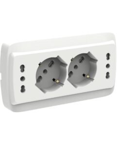 Multipresa Da Incasso Scatola 503 Bianco Opaco, 2 Prese Schuko Universale P40 + 2 Prese Bipasso Italiano 10/16A, 140X80X23mm