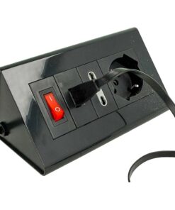Multipresa Da Tavolo Con USB Nero 1 Presa Schuko 1 Presa Bipasso 10/16A Interruttore Spina 16A Cavo 2 Metri