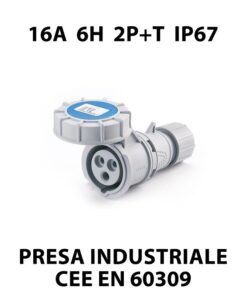 Presa Industriale CEE 3 Poli 16A 6H 220-250V 2P+T IP67