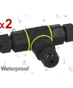 2 Pezzi Connettore Manicotto di Collegamento IP68 Forma T Cavo Raccordo Impermeabile 3 Poli Max Sezione 1,5mmq