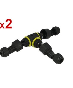 2 Pezzi Connettore Manicotto di Collegamento IP68 Forma T Cavo Raccordo Impermeabile 3 Poli Max Sezione 1,5mmq