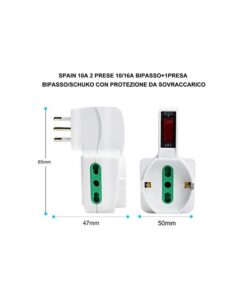 Adattatore Triplo Con Interruttore Spina 10A 2 Prese 10/16A Bipasso + 1 Presa Schuko 250V Bianco XSL1061