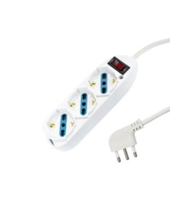 Multipresa Ciabatta Elettrica Cavo 3M Con 3 Posti Prese Universale 10/16A Schuko e Interruttore Spina 10A Laterale Bianco