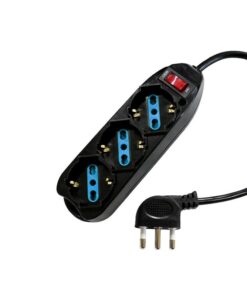 Multipresa Ciabatta Elettrica Con 3 Posti Prese Schuko 10/16A Colore Nero Interruttore Spina 10A Laterale Cavo 1,5M Nero