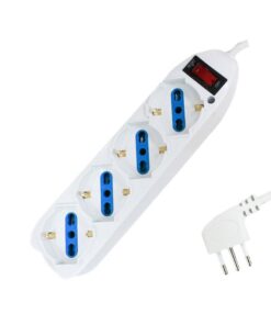 Multipresa Ciabatta Elettrica Cavo 1,5M Con 4 Posti Prese Universale 10/16A Schuko e Interruttore Spina 10A Laterale Bianco