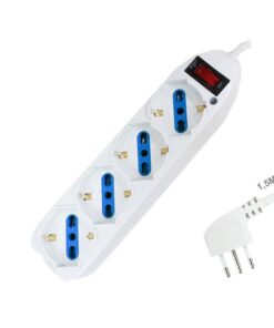 Multipresa Ciabatta Elettrica Cavo 1,5M Con 4 Posti Prese Universale 10/16A Schuko e Interruttore Spina 10A Laterale Bianco