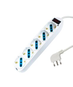 Multipresa Ciabatta Elettrica Cavo 1,5M Con 5 Posti Prese Universale 10/16A Schuko e Interruttore Spina 10A Laterale Bianco