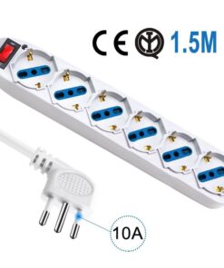 Alternative view of Multipresa Ciabatta Elettrica Cavo 1,5M Con 6 Posti Prese Universale 10/16A Schuko e Interruttore Spina 10A Laterale Bianco
