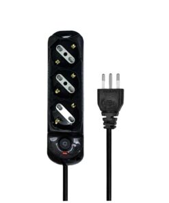 Multipresa Ciabatta Elettrica a 3 Posti 3 Prese Bipasso Schuko 10A/16A con Interruttore e Spina 10A Cavo 1.5 metri Nero