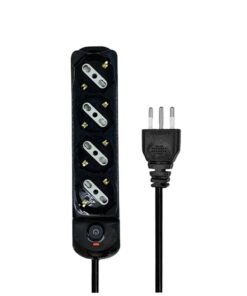 Multipresa Ciabatta Elettrica a 4 Posti 4 Prese Bipasso Schuko 10A/16A con Interruttore e Spina 10A Cavo 1.5 metri Nero