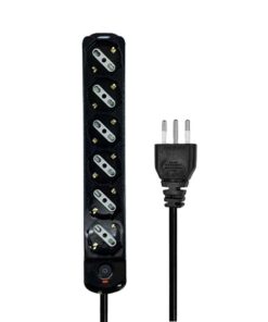Multipresa Ciabatta Elettrica a 6 Posti 6 Prese Bipasso Schuko 10A/16A con Interruttore e Spina 10A Cavo 1.5 metri Nero