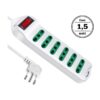 Multipresa Ciabatta Elettrica Cavo 1,5M Con 6 Posti Prese Bipasso 10/16A 2P+T Interruttore Spina 10A Laterale