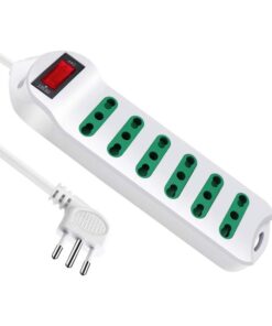 Multipresa Ciabatta Elettrica Cavo 1,5M Con 6 Posti Prese Bipasso 10/16A 2P+T Interruttore Spina 10A Laterale