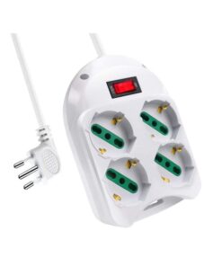 Multipresa Ciabatta Elettrica Con 4 Prese Schuko 10/16A Interruttore Spina 10A Laterale Cavo 1,5M Bianco