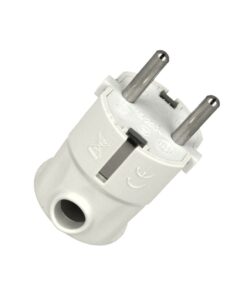 Spina Schuko 16A 250V 3500W 2P+T Uscita Cavo Laterale Multistandard Tedesco Italiano Bianco