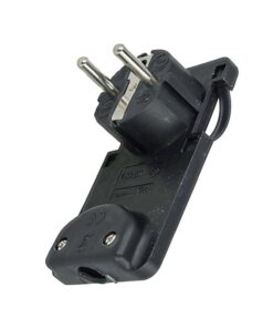Spina Schuko Piatta Salvaspazio Nero 16A 250V Uscita Cavo 90 Gradi